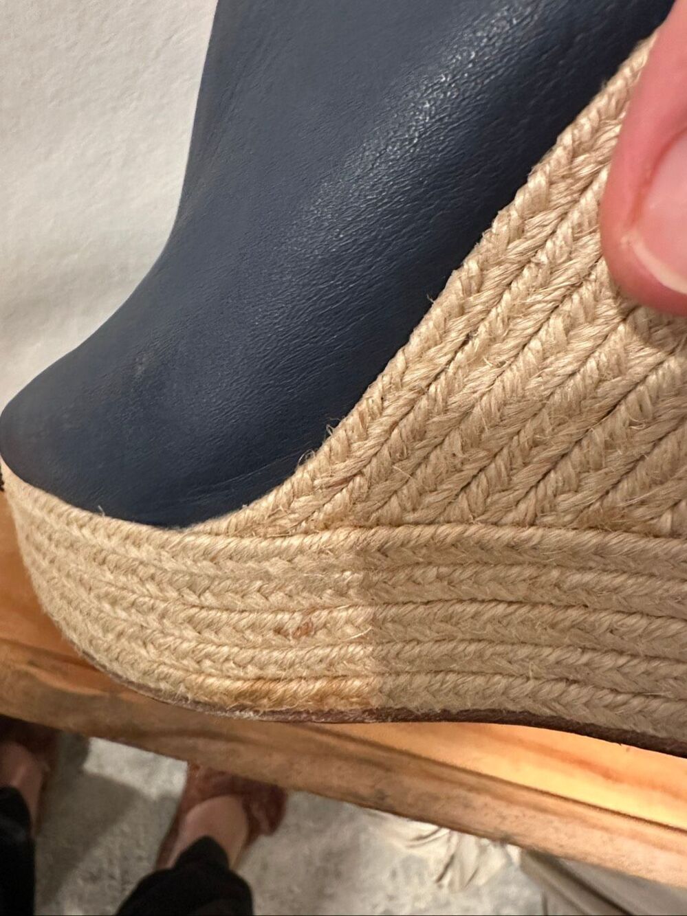 Paloma Barcelo Navy Leather Espadrille Platform Wedge Mule Sandals EU 39 Spain - Picture 6 of 7